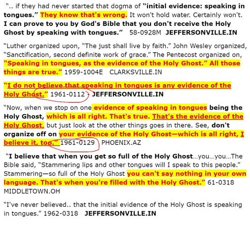 William Branham speaking in tongues the evidence of the Holy Ghost